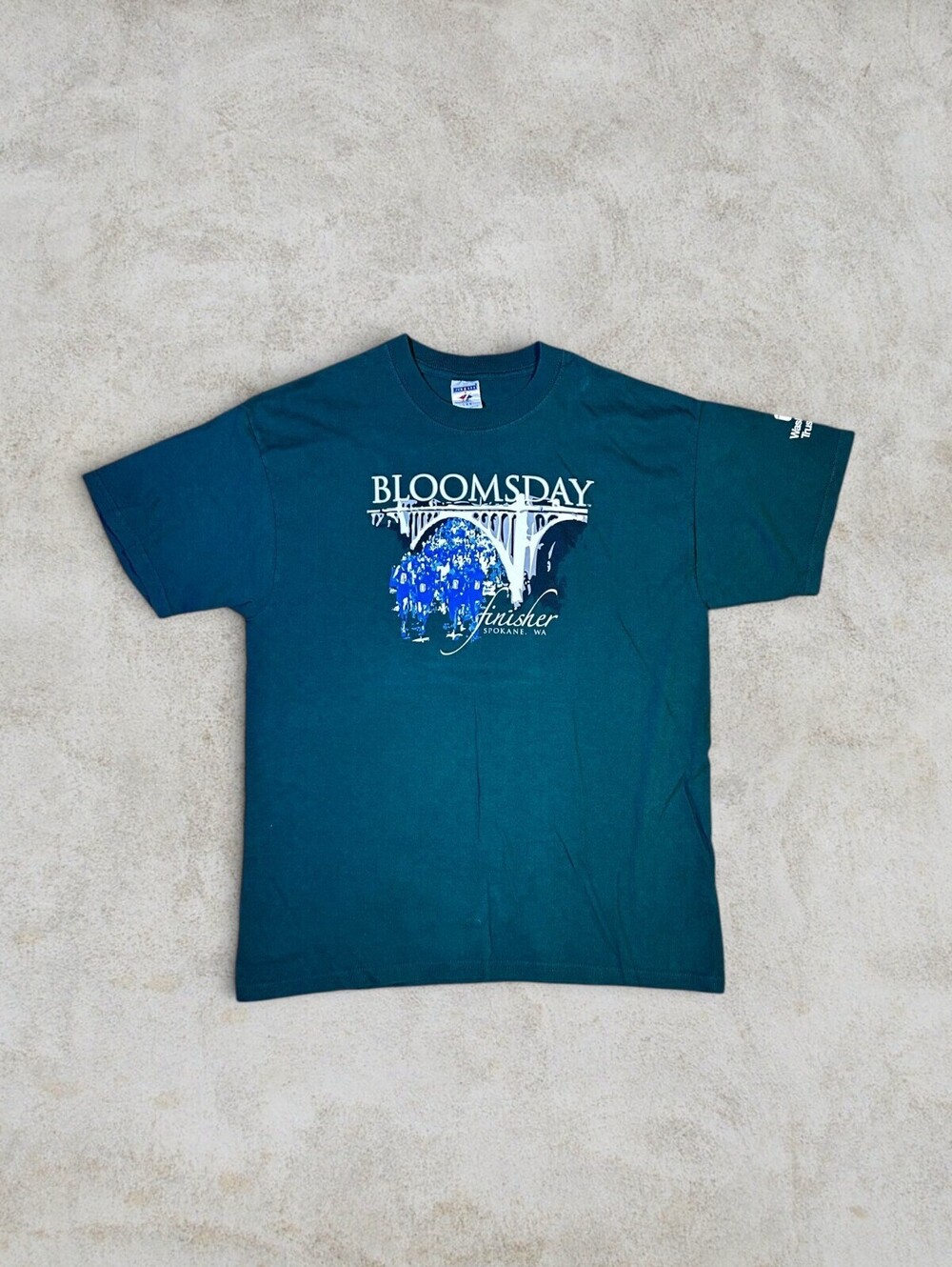 Bloomsday Marathon Spokane Graphic T Shirt Green Jerzees Sz L